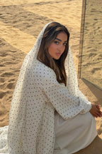 Polka Dot Open Abaya & Matching Hijab Two-Piece Set