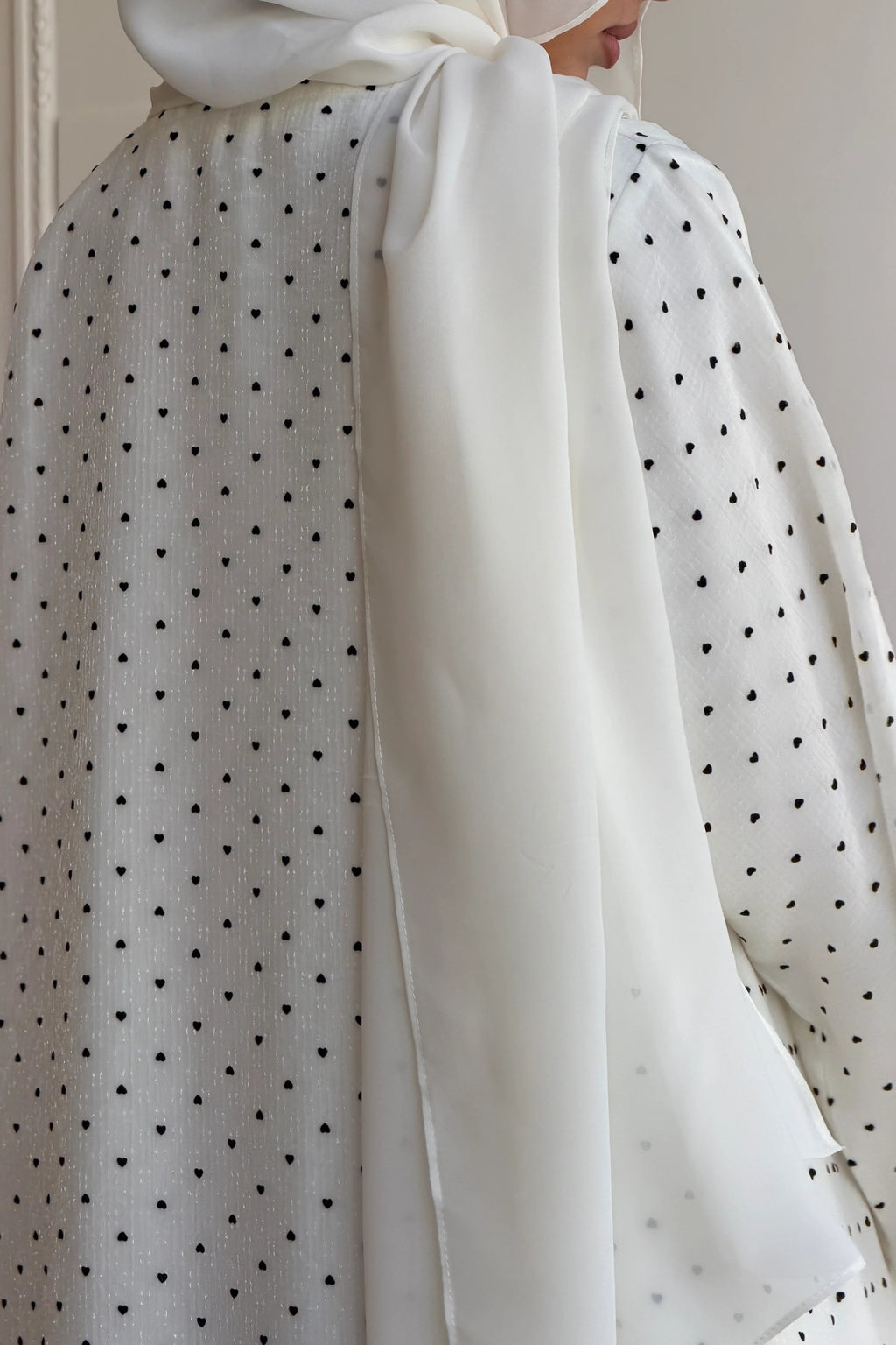 Polka Dot Open Abaya & Matching Hijab Two-Piece Set