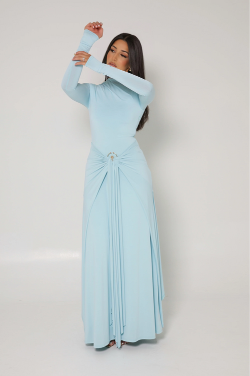 Alya Draped Waist Twist Maxi Abaya