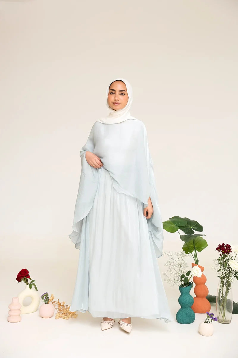 Zoe Flowing Cape‑Style Abaya Outfit-Blue