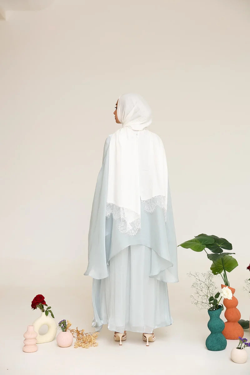 Zoe Flowing Cape‑Style Abaya Outfit-Blue