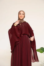 Zoe Flowing Cape‑Style Abaya Outfit-Red