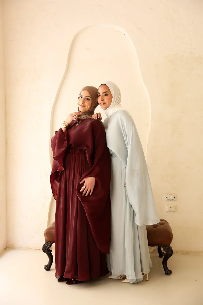 Zoe Flowing Cape‑Style Abaya Outfit-Blue