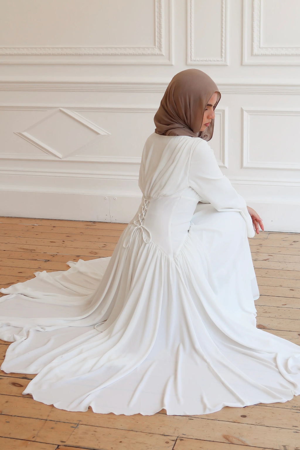 Pleated Waist Modest Maxi Dress