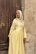 Zora Fitted Flared‑Skirt Modest Dress