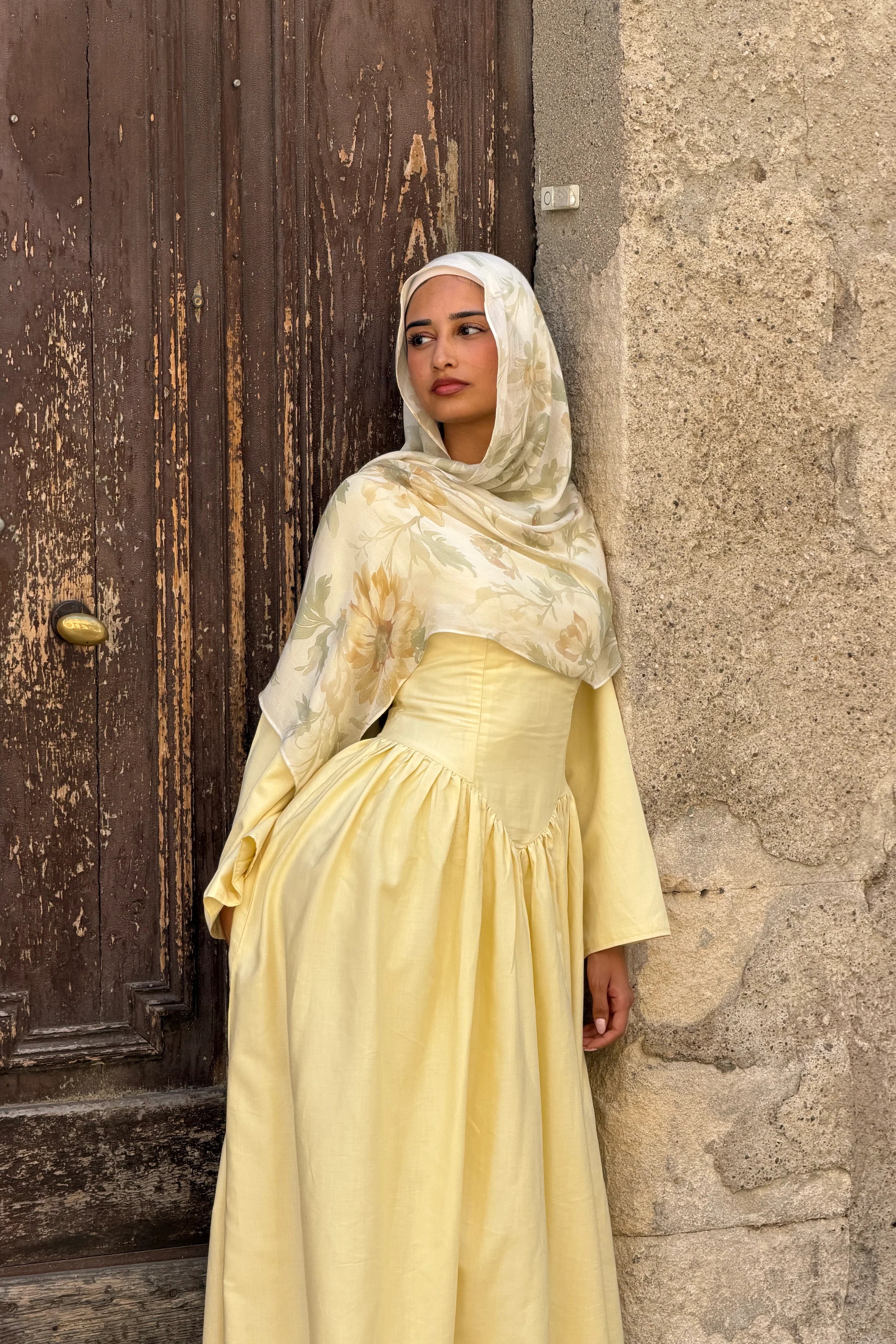 Zora Fitted Flared‑Skirt Modest Dress