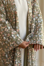 Full Floral Embroidered Double-Layer Abaya with Hijab