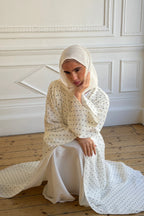 Polka Dot Open Abaya & Matching Hijab Two-Piece Set