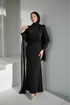 Zaina 3D Floral Beaded Mermaid Modest Gown