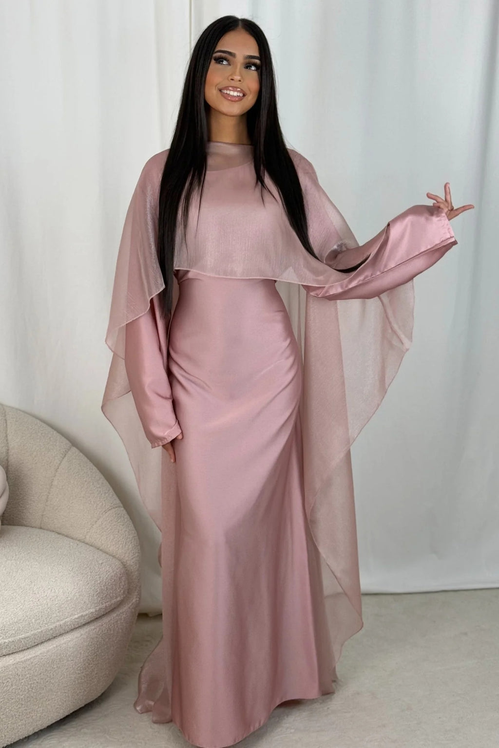 Elegant 2-Piece Satin Maxi Dress Set