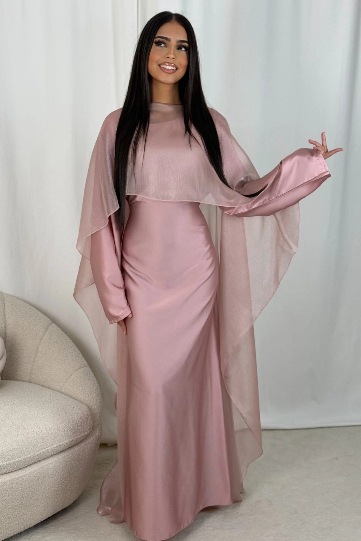 Elegant 2-Piece Satin Maxi Dress Set
