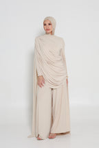 Chloe Ruched Cape Maxi Dress