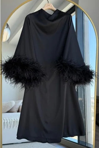 Julia Feather Cuff Maxi Dress