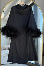 Julia Feather Cuff Maxi Dress