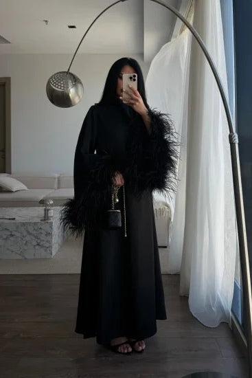 Julia Feather Cuff Maxi Dress