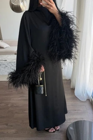 Julia Feather Cuff Maxi Dress