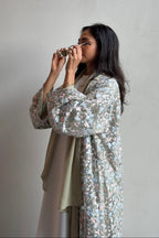 Full Floral Embroidered Double-Layer Abaya with Hijab