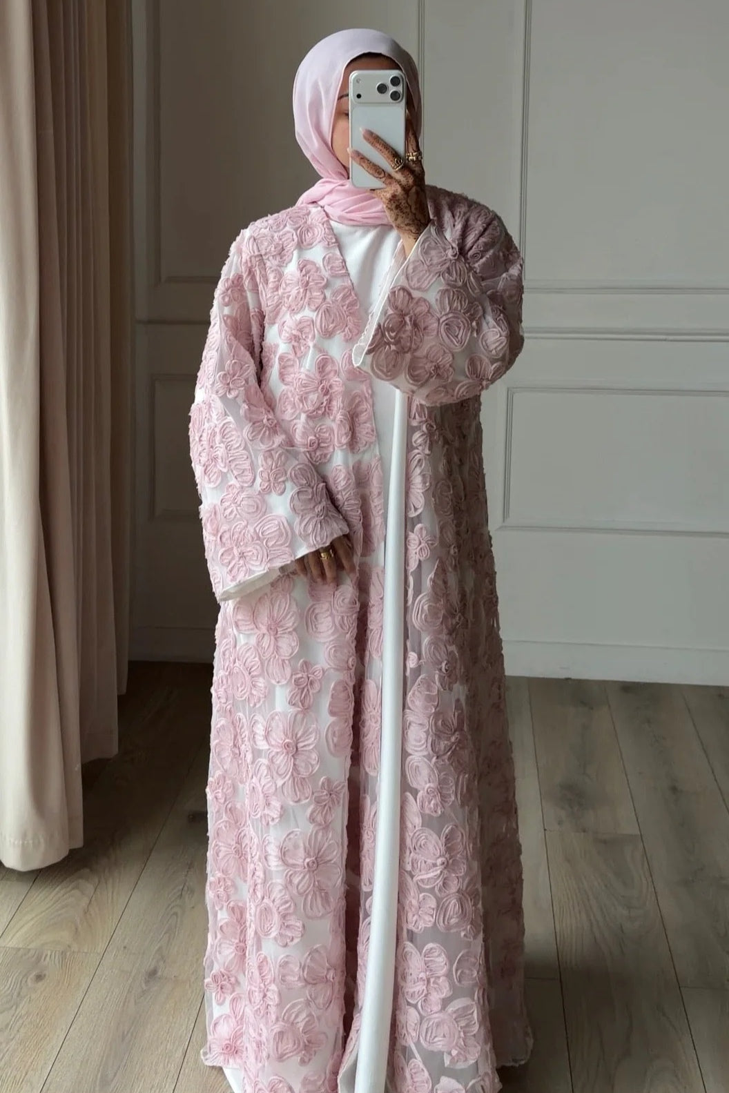 Farah 3D Floral Open Long Abaya