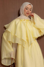 Tiered Ruffle Collar Lustrous Maxi Dress-Yellow
