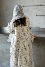 Line Art Floral Print Open Abaya & Matching Hijab Two-Piece Set