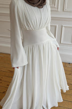 Pleated Waist Modest Maxi Dress