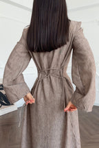 Hannah Mandarin Collar Frog Buttoned Set-Taupe