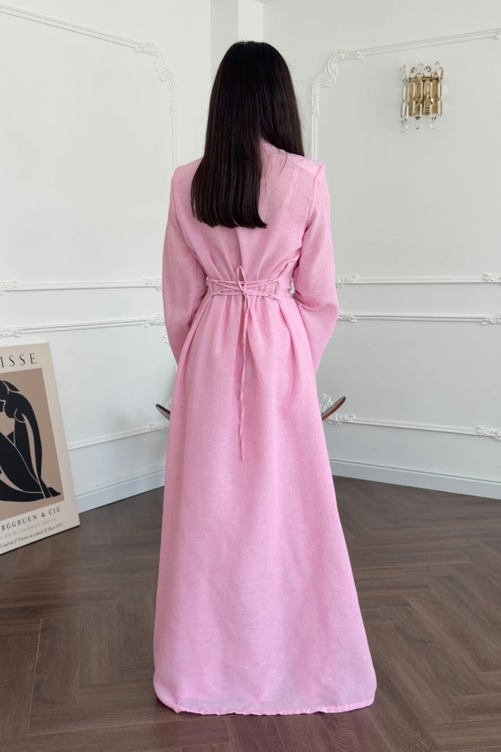 Hannah Mandarin Collar Frog Buttoned Set-Pink