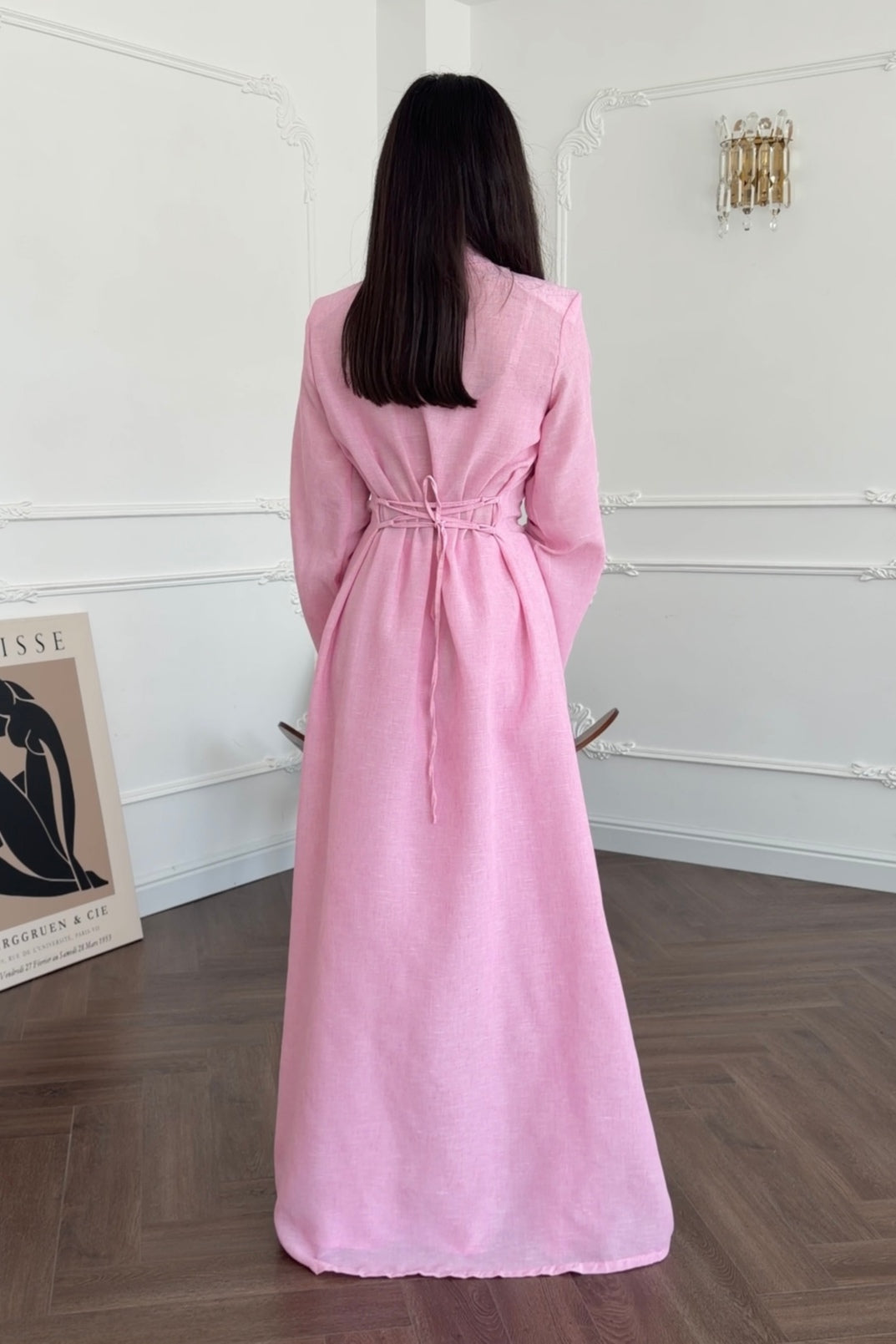 Hannah Mandarin Collar Frog Buttoned Set-Pink