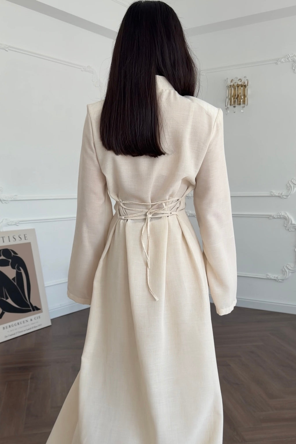 Hannah Mandarin Collar Frog Buttoned Set-White