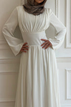Pleated Waist Modest Maxi Dress