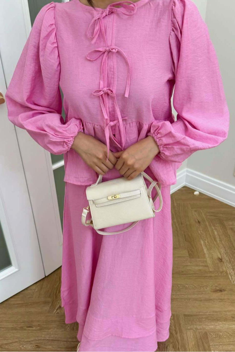 Aisha Tie Detail Co-Ord Set-Pink