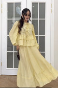 Aisha Tie Detail Co-Ord Set-Yellow