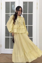 Aisha Tie Detail Co-Ord Set-Yellow