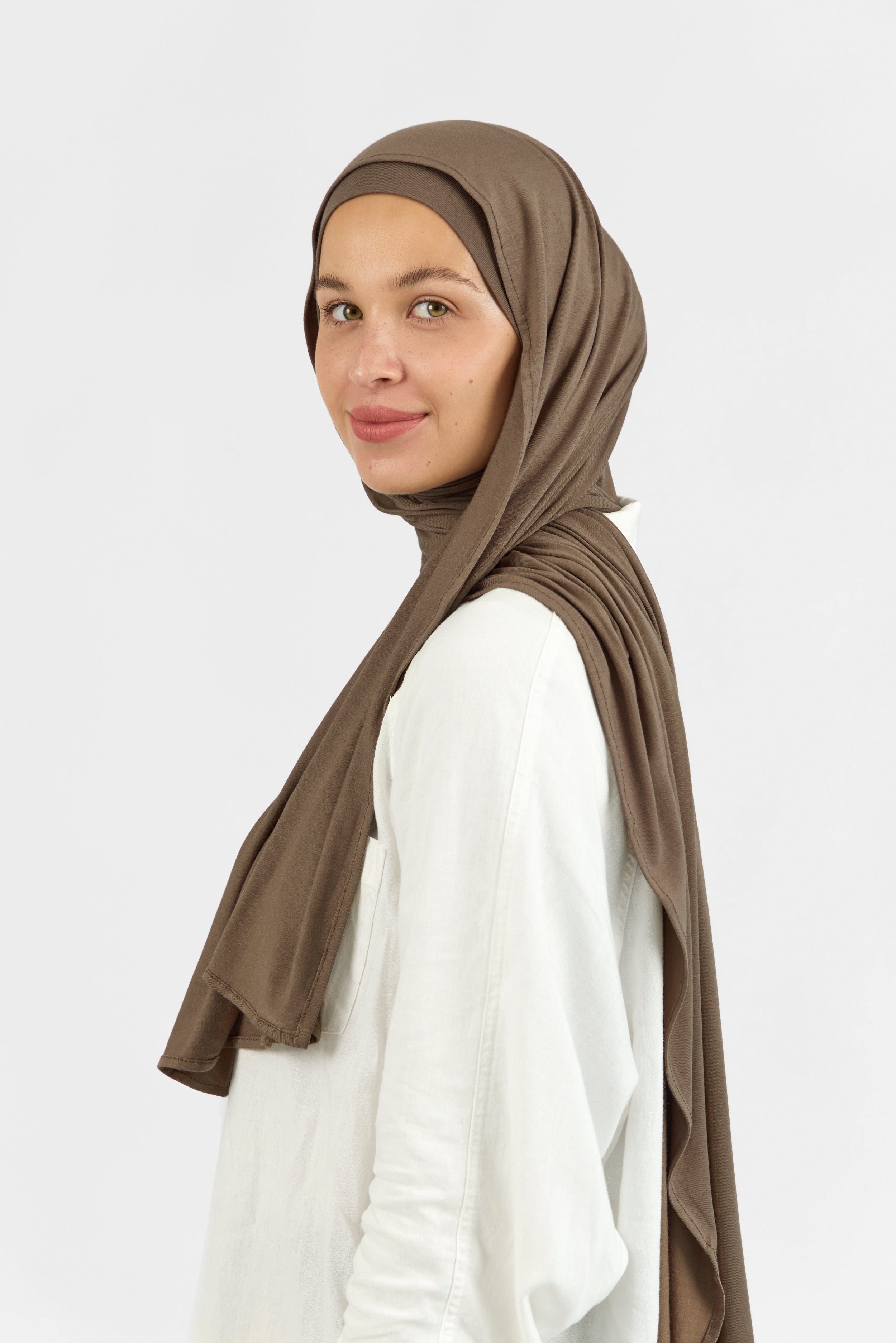 Matching Jersey Hijab Set - Dark Oak