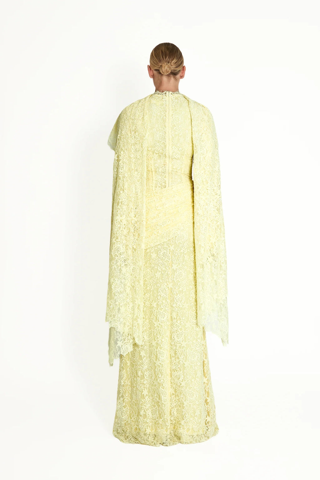 Lace Texture Ruched Drape Maxi Dress