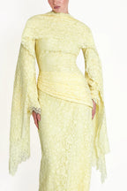 Lace Texture Ruched Drape Maxi Dress