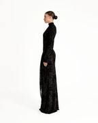 Vera Velvet Floral Twist Waist Maxi Dress-Black