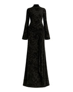 Vera Velvet Floral Twist Waist Maxi Dress-Black