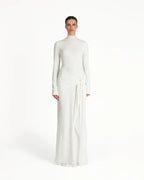 Vera Velvet Floral Twist Waist Maxi Dress-White