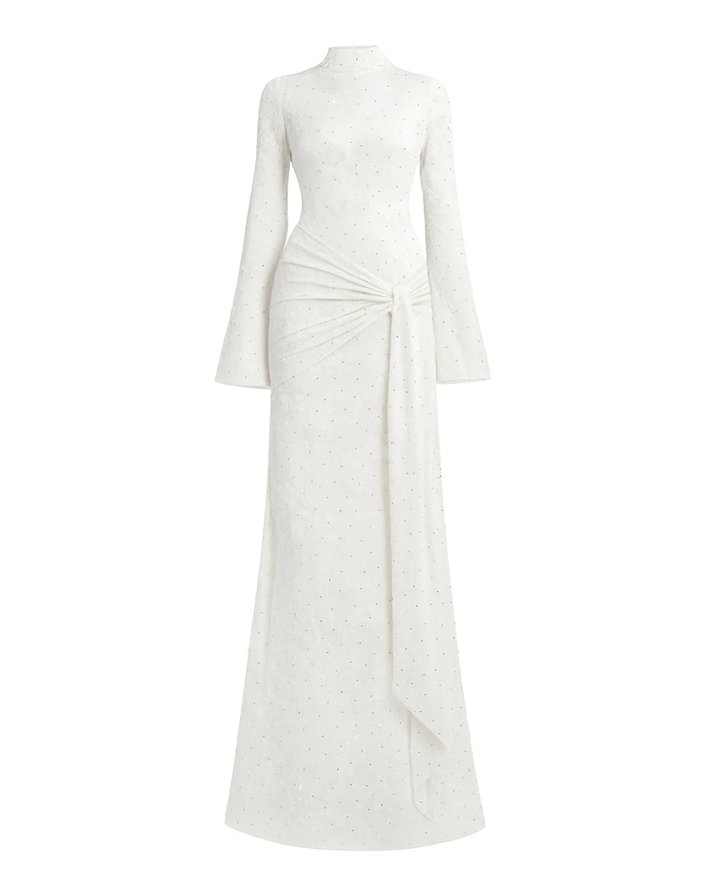 Vera Velvet Floral Twist Waist Maxi Dress-White