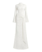 Vera Velvet Floral Twist Waist Maxi Dress-White