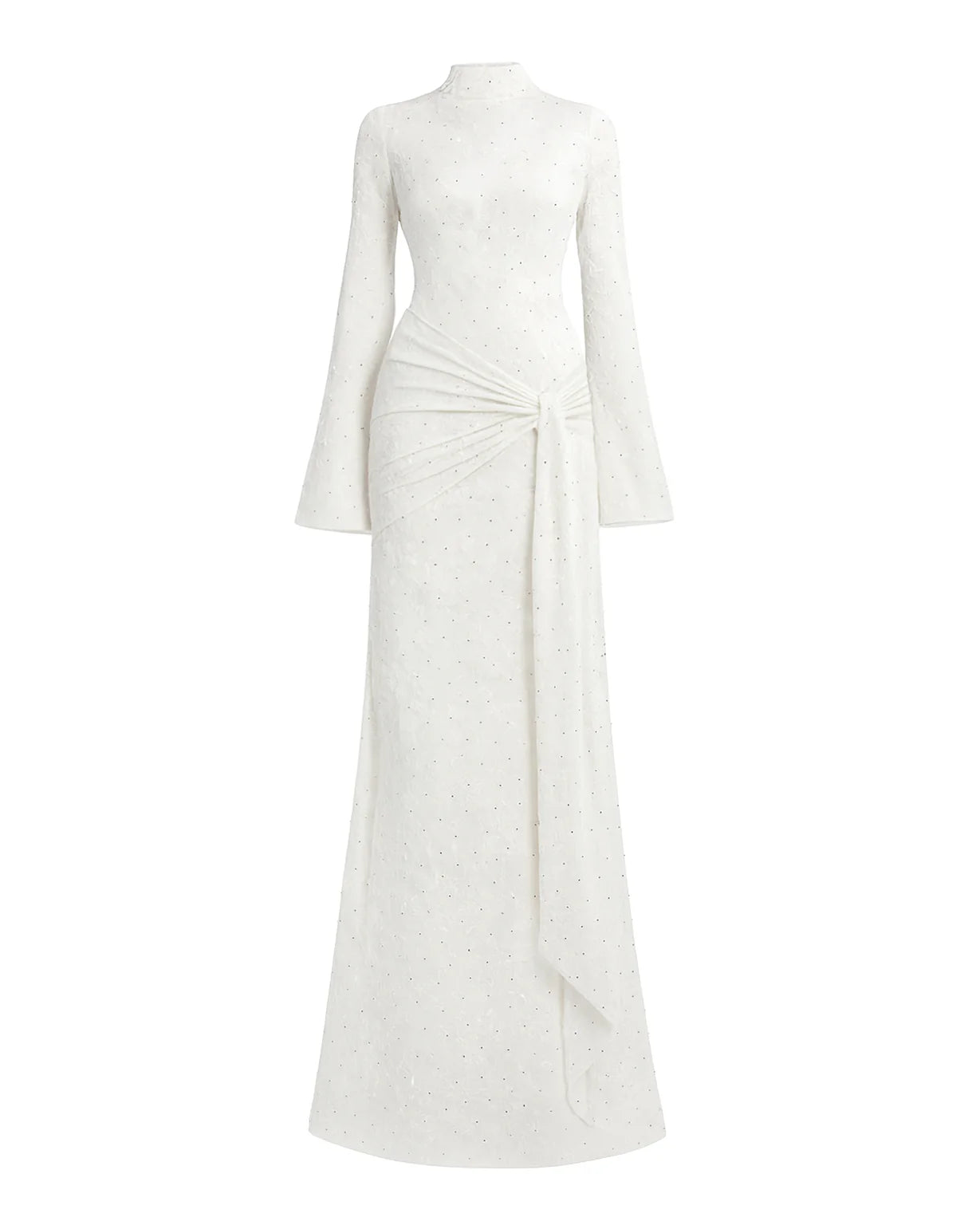 Vera Velvet Floral Twist Waist Maxi Dress-White