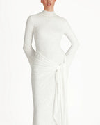 Vera Velvet Floral Twist Waist Maxi Dress-White