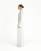 Vera Velvet Floral Twist Waist Maxi Dress-White