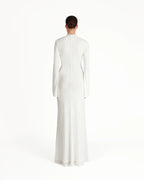 Vera Velvet Floral Twist Waist Maxi Dress-White