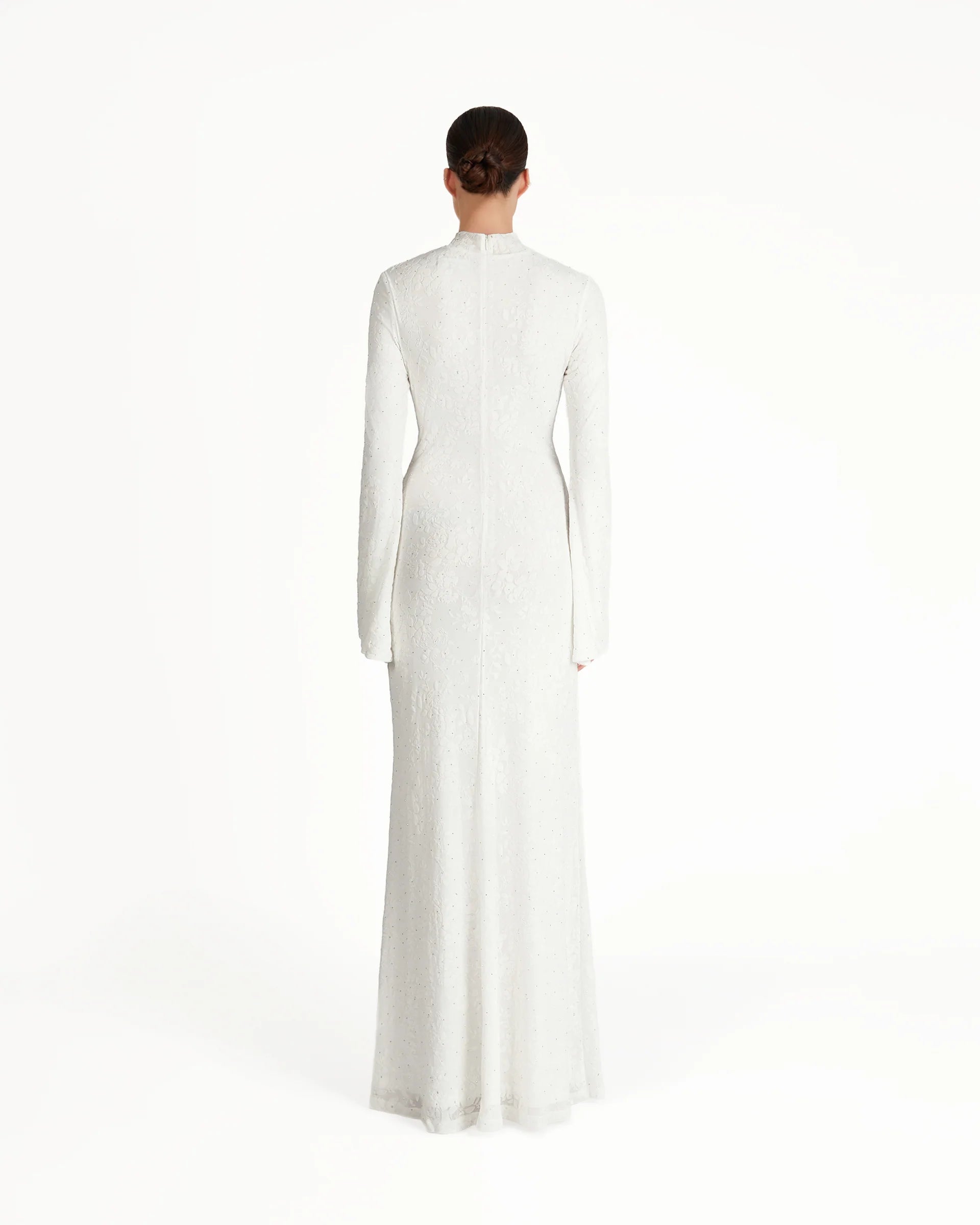 Vera Velvet Floral Twist Waist Maxi Dress-White