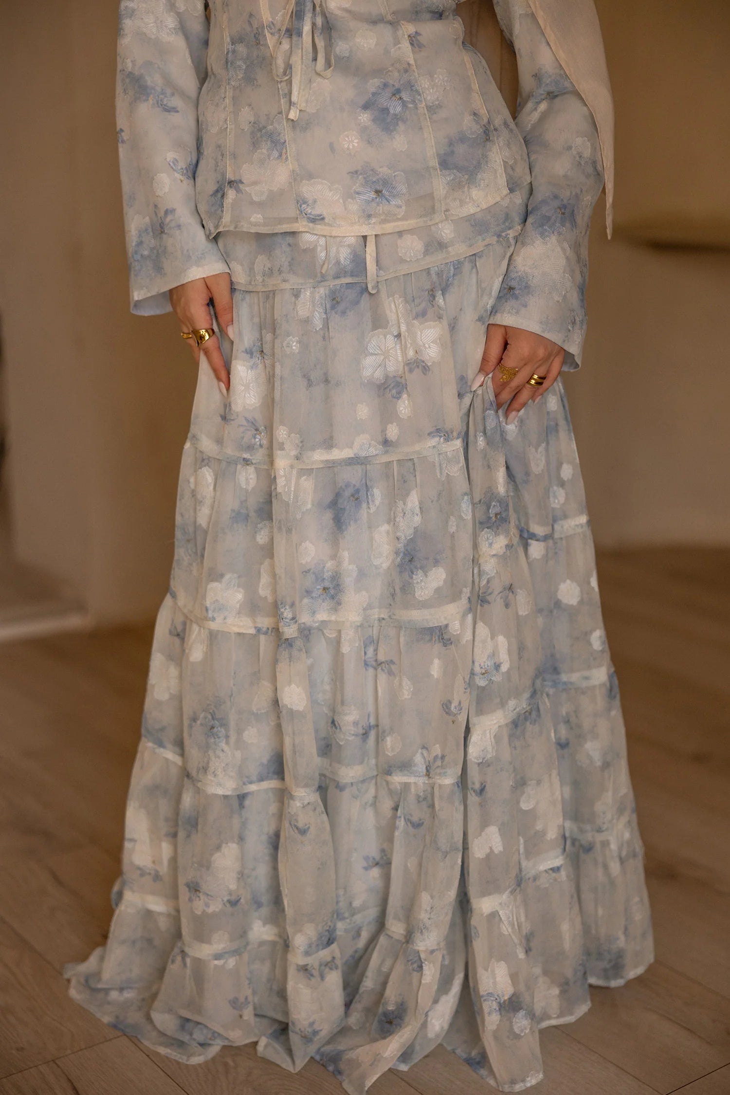 Selena Watercolor Floral Tiered Maxi Set