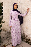 Salma Asymmetric Ruffle-Trim Floral Maxi-Purple
