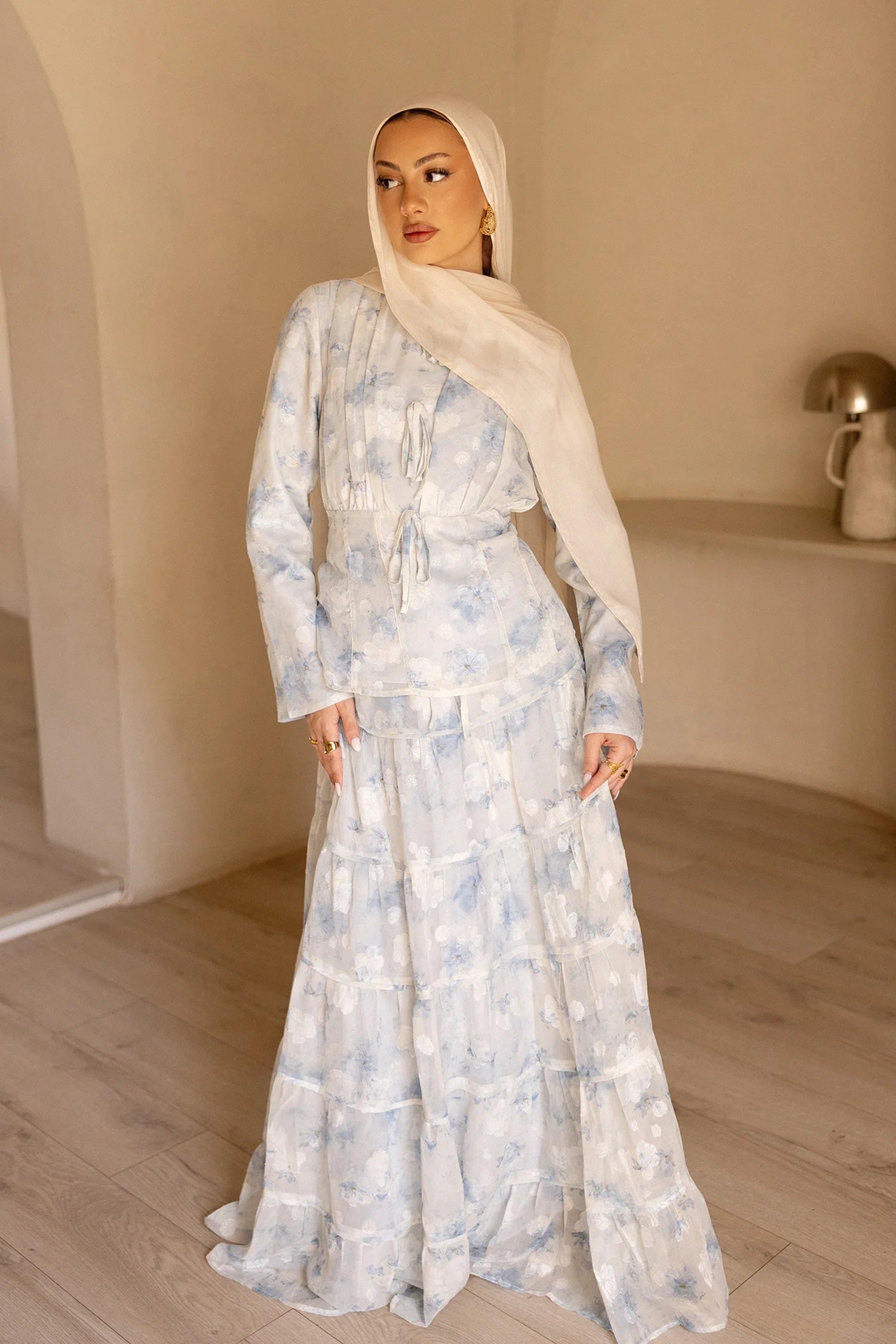 Selena Watercolor Floral Tiered Maxi Set