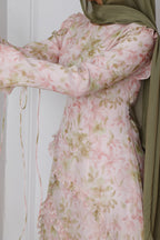 Fara Asymmetric Ruffle-Trim Impressionist Floral Maxi